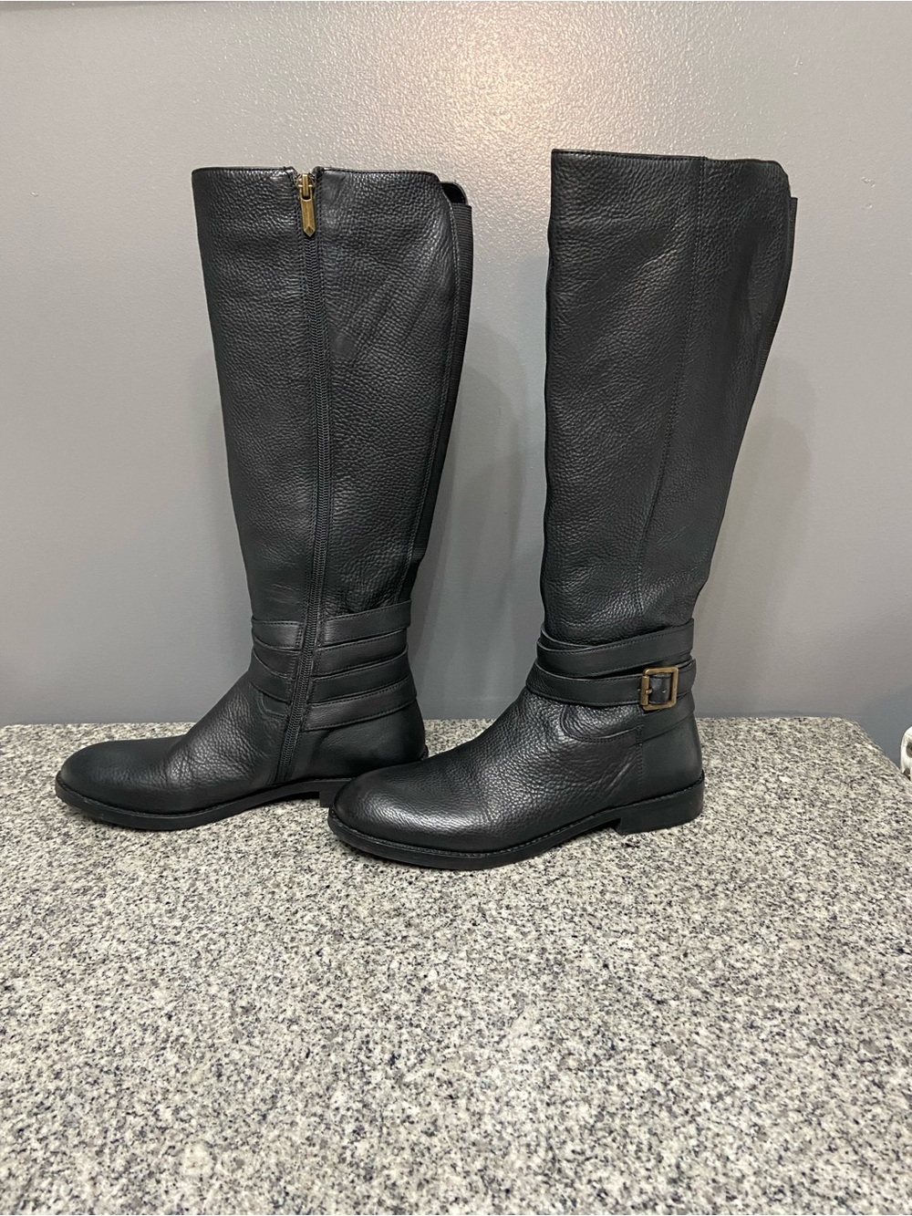 SAM EDELMAN Womens “Marlon” Black Tall Riding Boots Classic Winter 7 1/2 Moto